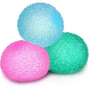 3pcs 1.45 Textured Stress Balls - Silky Soft Memory Gel - Squeeze Balls Sensory Fidget Balls for Anxiety Stress Relief Warm Series - Squishy Fidget Toy for Kids and Adults - Pack of 3
