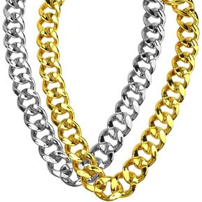 2 Pack Plastic Gold Chain Silver Chain, 36 Inch Plastic Chain Necklace Costume Gold Chain Rapper Men Costume Accessory for Party Bar