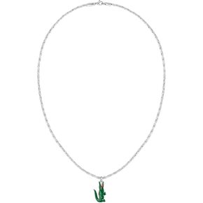 Lacoste Men's Arthor Jewelry Necklace, Stainless Steel, Rectangular Box Chain Necklace, Reversible Pendant, Fashionable