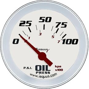 Equus 8464 2-5/8" Electric Oil Pressure Gauge, White with Aluminum Bezel