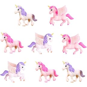 Lovely Flying Horse Unicorn Model Cake Toppers 8 Pcs Fairy Garden Miniature Unicorn Figurines Moss Landscape DIY Terrarium Crafts Ornament Accessories