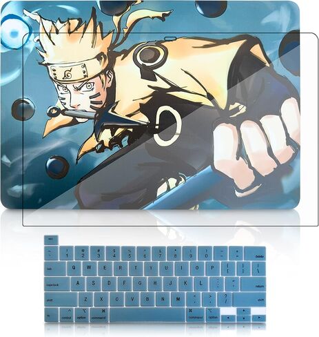 (Custom Anime) Compatible with MacBook Pro 13 inch Case M2 2023, 2022, 2021-2016 A2338 M1 A2251 A2289 A2159 A1989 A1708 A1706, Plastic Hard Shell&Keyboard Cover&Screen Protector w/wo touch id (Purple) in Saudi Arabia