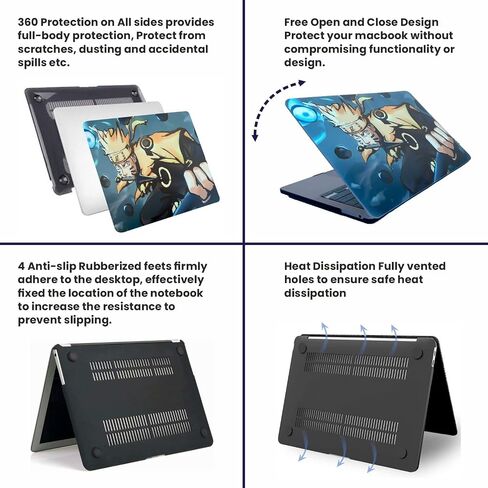 (Custom Anime) Compatible with MacBook Pro 13 inch Case M2 2023, 2022, 2021-2016 A2338 M1 A2251 A2289 A2159 A1989 A1708 A1706, Plastic Hard Shell&Keyboard Cover&Screen Protector w/wo touch id (Purple) in Saudi Arabia