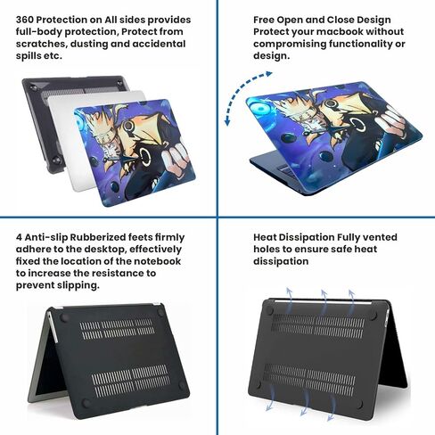 (Custom Anime) Compatible with MacBook Pro 13 inch Case M2 2023, 2022, 2021-2016 A2338 M1 A2251 A2289 A2159 A1989 A1708 A1706, Plastic Hard Shell&Keyboard Cover&Screen Protector w/wo touch id (Purple) in Saudi Arabia