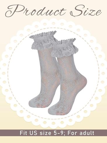 8 Pairs Women Lace Socks Ruffle Frilly Ankle Socks Women Cute Lolita Socks Lace Trim Socks for Girls Ladies in Saudi Arabia