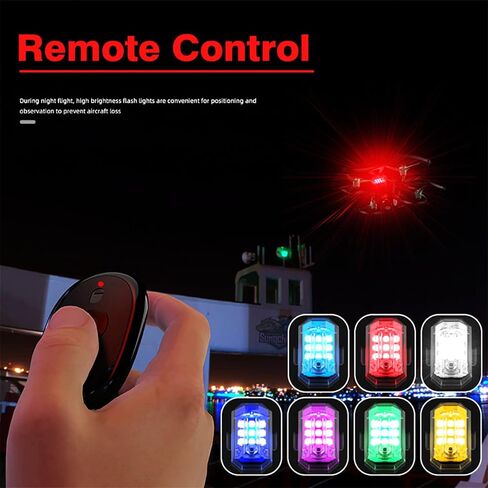 LED Strobe Light for Motorcycle, 7 Colors Rechargeable Remote Control LED Lights for Cars Bike Truck Scooter Mini Aircraft Drone Anti-Collision Warning Night Signal Lamp Flashing Indicator Waterproof in Saudi Arabia
