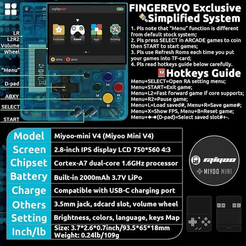 Miyoo Mini V4 Handheld Game Console 2.8-inch 750*560 IPS Screen 2000mAh Miyoo-Mini v4 with Portable Case Retro Gray in Saudi Arabia