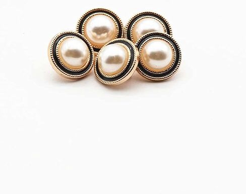 5 PCS Gold Pearl Buttons Plastic Shank for Garment Clothing Accessories Fit Sewing Scrapbooking Garment DIY Decoration (White Gold, 15mm) in Saudi Arabia