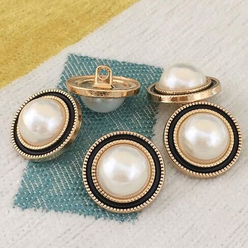 5 PCS Gold Pearl Buttons Plastic Shank for Garment Clothing Accessories Fit Sewing Scrapbooking Garment DIY Decoration (White Gold, 15mm) in Saudi Arabia