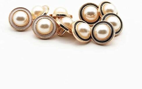5 PCS Gold Pearl Buttons Plastic Shank for Garment Clothing Accessories Fit Sewing Scrapbooking Garment DIY Decoration (White Gold, 15mm) in Saudi Arabia