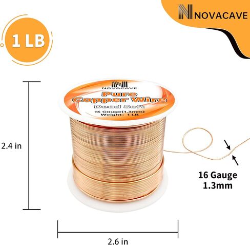 Copper Wire for Jewelry Making, Dead Soft 1 LB Spool Jewelry Wire (20 Gauge, 330Ft) for Beading, Electroculture Gardening in Kuwait