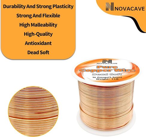 Copper Wire for Jewelry Making, Dead Soft 1 LB Spool Jewelry Wire (20 Gauge, 330Ft) for Beading, Electroculture Gardening in Kuwait