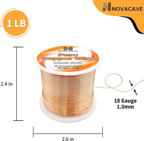 Copper Wire for Jewelry Making, Dead Soft 1 LB Spool Jewelry Wire (20 Gauge, 330Ft) for Beading, Electroculture Gardening in Kuwait