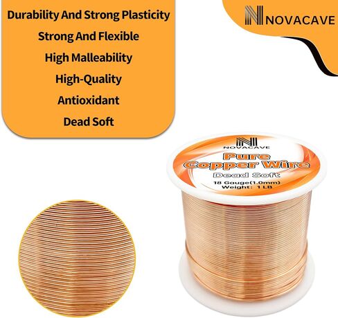 Copper Wire for Jewelry Making, Dead Soft 1 LB Spool Jewelry Wire (20 Gauge, 330Ft) for Beading, Electroculture Gardening in Kuwait