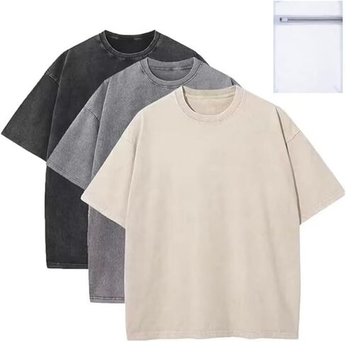 Mens Oversized T Shirt, Heavyweight Cotton T Shirts for Men, Unisex Short Sleeves Casual Loose Wash Solid Basic Tee Tops in Saudi Arabia