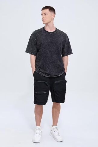 Mens Oversized T Shirt, Heavyweight Cotton T Shirts for Men, Unisex Short Sleeves Casual Loose Wash Solid Basic Tee Tops in Saudi Arabia