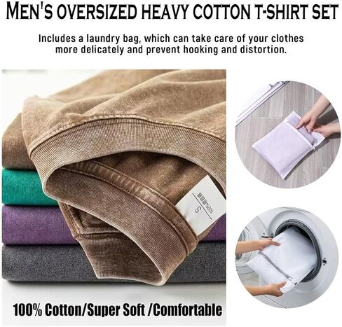 Mens Oversized T Shirt, Heavyweight Cotton T Shirts for Men, Unisex Short Sleeves Casual Loose Wash Solid Basic Tee Tops in Saudi Arabia