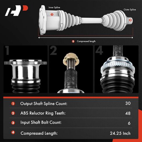 مجموعة عمود المحور A-Premium CV متوافقة مع BMW E46 330i 2001-2005 330Ci 2001-2006 L6 3.0L ناقل الحركة الأوتوماتيكي، جانب السائق الأيسر الخلفي، استبدال # 33217505291 in Saudi Arabia