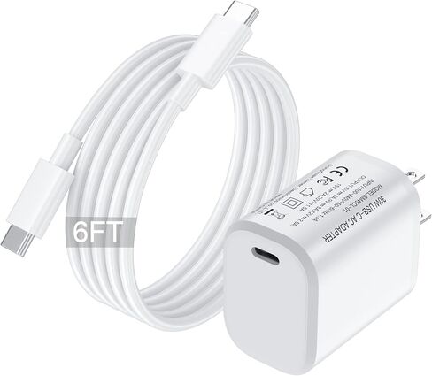 35W Dual USB-C Port - Compact Power Adapter Foldable USB Type C Plug Fast Wall Charger with 2Pcs 5FT C to L, C to C Charging Cord for iPhone 14 13 12 11 Pro Max Plus Mini, iPad, MacBook Air in Kuwait