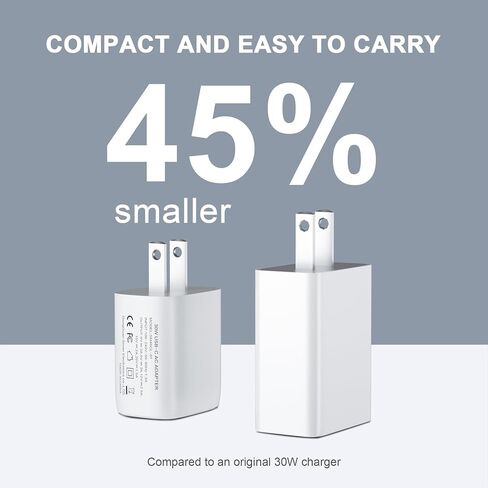 35W Dual USB-C Port - Compact Power Adapter Foldable USB Type C Plug Fast Wall Charger with 2Pcs 5FT C to L, C to C Charging Cord for iPhone 14 13 12 11 Pro Max Plus Mini, iPad, MacBook Air in Kuwait