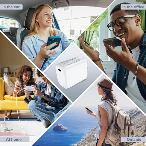 35W Dual USB-C Port - Compact Power Adapter Foldable USB Type C Plug Fast Wall Charger with 2Pcs 5FT C to L, C to C Charging Cord for iPhone 14 13 12 11 Pro Max Plus Mini, iPad, MacBook Air in Kuwait