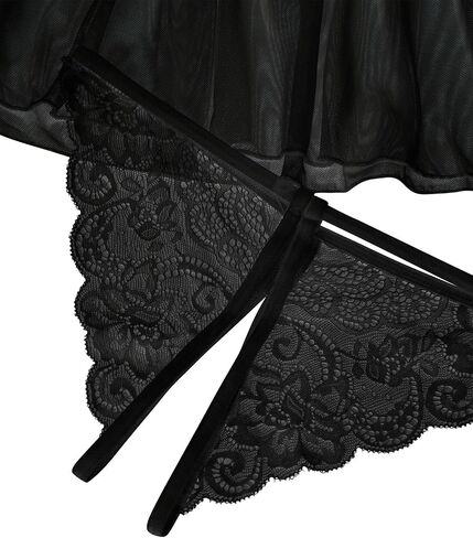 Lilosy Sexy Mesh Skirt Floral Lace Lingerie Set 3 piece in Saudi Arabia