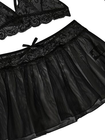 Lilosy Sexy Mesh Skirt Floral Lace Lingerie Set 3 piece in Saudi Arabia