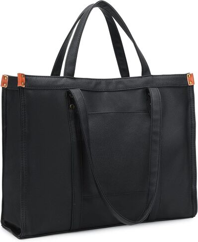 Women’s Vegan Leather Tote Bag 15.6 Inch Laptop Bag with Compartment Large Handbag Purse in Saudi Arabia