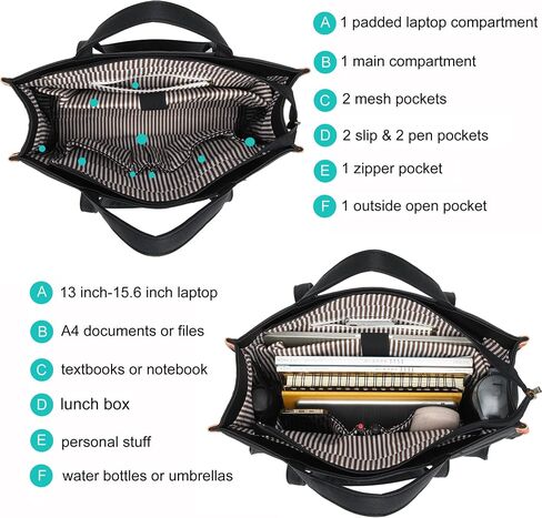 Women’s Vegan Leather Tote Bag 15.6 Inch Laptop Bag with Compartment Large Handbag Purse in Saudi Arabia