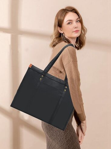 Women’s Vegan Leather Tote Bag 15.6 Inch Laptop Bag with Compartment Large Handbag Purse in Saudi Arabia
