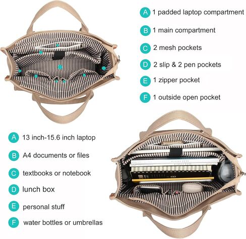 Women’s Vegan Leather Tote Bag 15.6 Inch Laptop Bag with Compartment Large Handbag Purse in Saudi Arabia