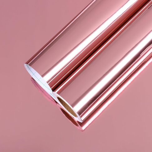 CHIHUT Self Adhesive Mirror Reflective Wall Sticker Rose Gold Mirror Wall Paper Peel and Stick Wallpaper Modern Non-Glass Flexible Mirror Stickers for Walls Cabinets Dresser Dishwasher 12"x100" in Saudi Arabia