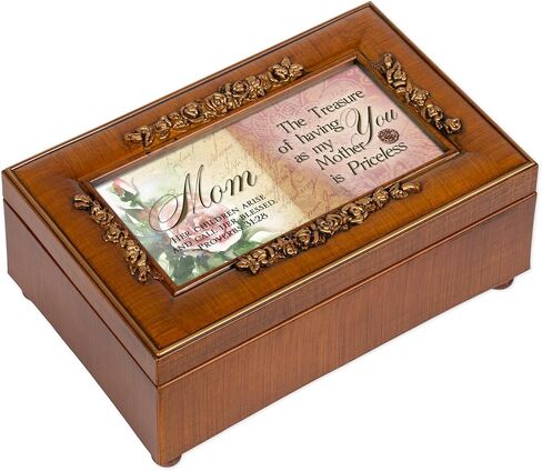 Cottage Garden Mom Having You as Mother Priceless Woodgrain Embossed Jewelry Music Box Plays Amazing Grace in Saudi Arabia