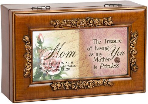 Cottage Garden Mom Having You as Mother Priceless Woodgrain Embossed Jewelry Music Box Plays Amazing Grace in Saudi Arabia