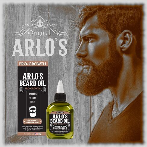 Arlo's Pro Growth Beard Oil - Vanilla Sandalwood 2.5 oz. - Promotes Beard Hair Growth in Kuwait