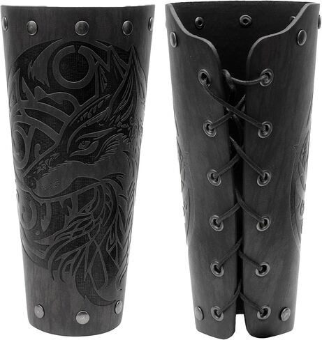 Jeilwiy Medieval Leather Bracers Adults Faux Leather Arm Guards Leather Wrist Band Men Steampunk Wrist Guards for Women Men Renaissance Wrist Cuffs in Saudi Arabia