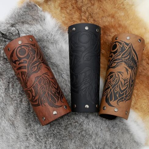 Jeilwiy Medieval Leather Bracers Adults Faux Leather Arm Guards Leather Wrist Band Men Steampunk Wrist Guards for Women Men Renaissance Wrist Cuffs in Saudi Arabia