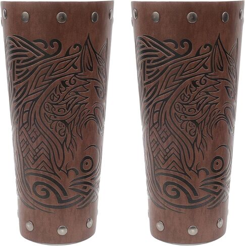 Jeilwiy Medieval Leather Bracers Adults Faux Leather Arm Guards Leather Wrist Band Men Steampunk Wrist Guards for Women Men Renaissance Wrist Cuffs in Saudi Arabia