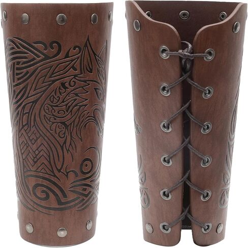 Jeilwiy Medieval Leather Bracers Adults Faux Leather Arm Guards Leather Wrist Band Men Steampunk Wrist Guards for Women Men Renaissance Wrist Cuffs in Saudi Arabia