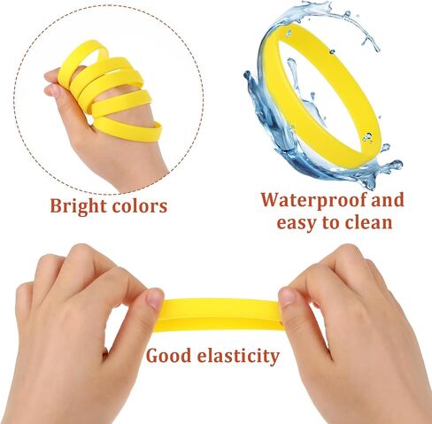 12Pcs Silicone Bracelets Wristbands Yellow Color Blank Rubber Wristbands Rubber Wholesale Bracelet Bands Bulk Elastic Universal Bracelets for Adults Teen Party Favors, Yellow in Saudi Arabia