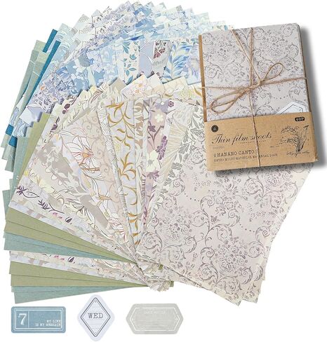 Scrapbook Papers, 80pcs Vintage Floral Textured Paper Label Stickers Set Decorative Aesthetic Stationery Planner Scrapbooking Junk Journal Supplies for Writing Drawing DIY Art Craft(Style B) in Saudi Arabia