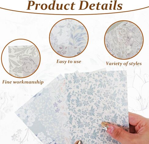 Scrapbook Papers, 80pcs Vintage Floral Textured Paper Label Stickers Set Decorative Aesthetic Stationery Planner Scrapbooking Junk Journal Supplies for Writing Drawing DIY Art Craft(Style B) in Saudi Arabia