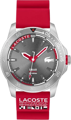 Lacoste Regatta Men's 3H Quartz Silicone Transparent Wristband - Water Resistant up to 5ATM/50 Meters, Contemporary Design, 46mm in Saudi Arabia