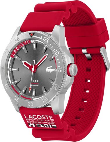 Lacoste Regatta Men's 3H Quartz Silicone Transparent Wristband - Water Resistant up to 5ATM/50 Meters, Contemporary Design, 46mm in Saudi Arabia