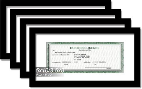 5x10 Frame Black, Display Business License 3.5x8 with Mat or Picture 5x10 Without Mat Desktop or Wall for License Cosmetology Barber Salon Esthetician - 1 Pack in Kuwait