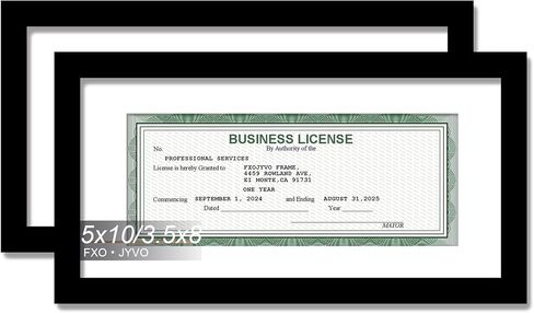 5x10 Frame Black, Display Business License 3.5x8 with Mat or Picture 5x10 Without Mat Desktop or Wall for License Cosmetology Barber Salon Esthetician - 1 Pack in Kuwait