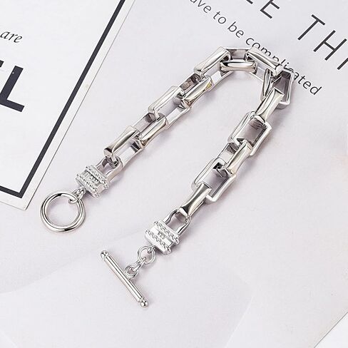 Punk Men & Woman Solid Silver Bracelet Jewelry 925 Sterling Silver Rolo Chain 10MM 7 "8" 9 "10" Charm Lock Bangle Hip Hop Accessories in Saudi Arabia