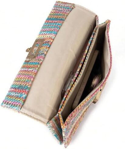 Straw Clutch Purse for Women Summer Beach Bag Woven Handbags Envelope Wallet Chain Crossbody Shoulder Bag Evening Bag in Saudi Arabia