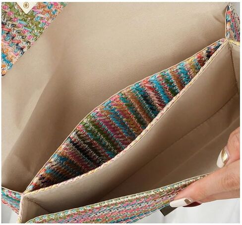 Straw Clutch Purse for Women Summer Beach Bag Woven Handbags Envelope Wallet Chain Crossbody Shoulder Bag Evening Bag in Saudi Arabia