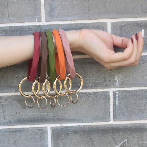 YAKA Silicone Wrist Rhombic Keychain Circle Bracelet Rubber Bangle Round Keyring in Kuwait